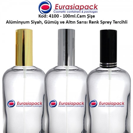 Alüminyum Spreyli Cam Parfüm Şişesi Kod: 4100 - 100ml.