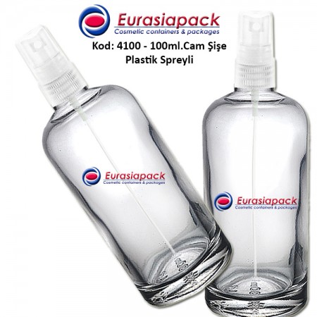 Plastik Spreyli Cam Parfüm Şişesi Kod: 4100 - 100ml.