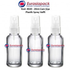 Plastik Spreyli Cam Parfüm Şişesi Kod: 4020 - 20ml.