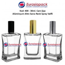 Alüminyum Spreyli Köşeli Cam Parfüm Şişesi Kod: 400 - 30ml. 