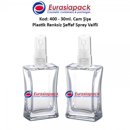 Plastik Spreyli Cam Parfüm Şişesi Kod: 400 - 30ml.