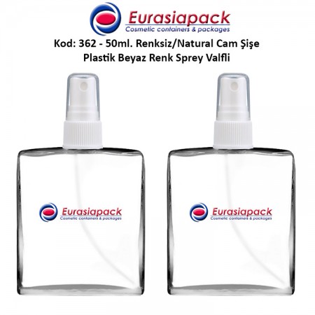Plastik Spreyli Cam Parfüm Şişesi Kod: 362 - 50ml.