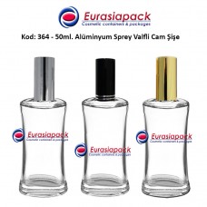 Alüminyum Spreyli Daralan Omuzlu Cam Parfüm Şişesi Kod: 364 - 50ml.