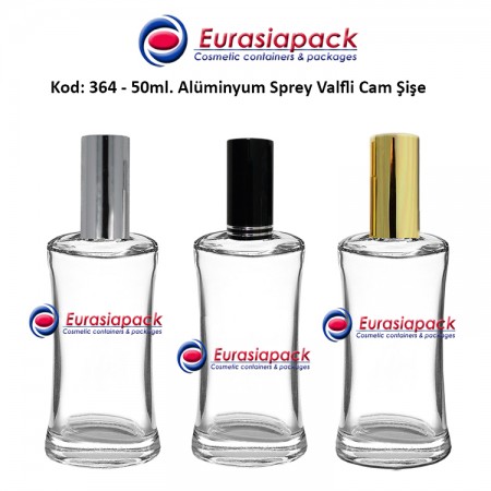 Alüminyum Spreyli Daralan Omuzlu Cam Parfüm Şişesi Kod: 364 - 50ml.