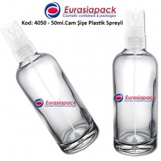 Plastik Spreyli Cam Parfüm Şişesi Kod: 4050 - 50ml.