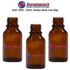 Cam İlaç - Ecza Şişesi 25ml. Amber/Kahverengi Kod 3225