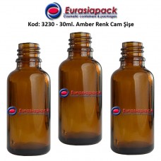 Cam İlaç - Ecza Şişesi 30ml. Amber/Kahverengi Kod 3230