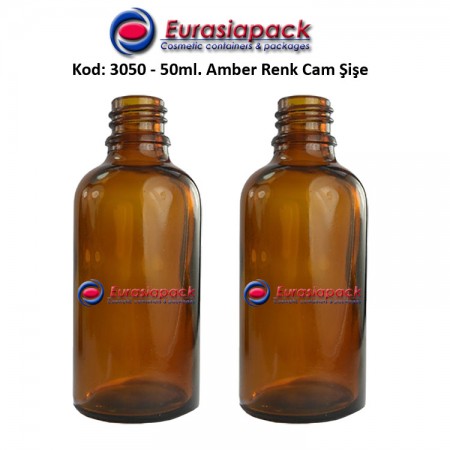 Cam İlaç - Ecza Şişesi 50ml. Amber/Kahverengi Kod 3050