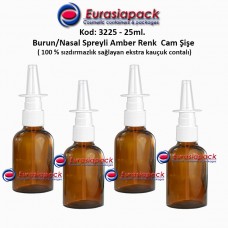 Burun Spreyli Amber Renk Cam Şişe 25ml Kod: 3225