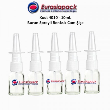 Burun Spreyli Renksiz Cam Şişe 10ml Kod: 4010