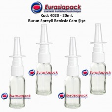 Burun Spreyli Renksiz Cam Şişe 20ml Kod: 4020