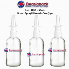 Burun Spreyli Renksiz Cam Şişe 50ml Kod: 4050