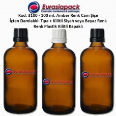 Damlalık Tıpalı Amber Cam Şişe Kod: 3100 - 100ml.