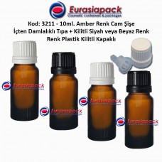 Damlalık Tıpalı Amber Cam Şişe Kod: 3211 - 10ml.