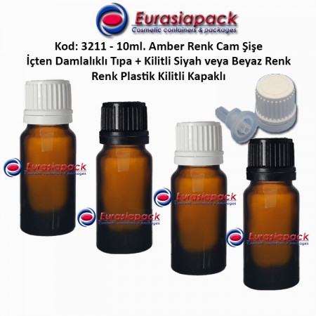  Damlalık Tıpalı Amber Cam Şişe Kod: 3211 - 10ml.