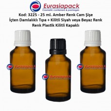 Damlalık Tıpalı Amber Cam Şişe Kod: 3225 - 25ml.