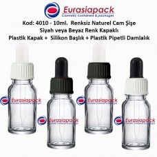 Plastik Pipetli Damlalıklı Renksiz Cam Şişe 10ml - Kod 4010