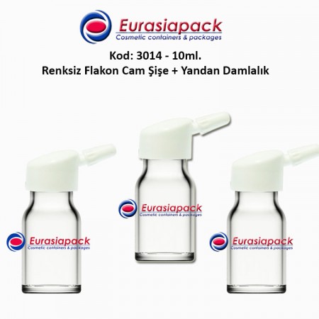 Yandan Damlalıklı Flakon Renksiz Cam Şişe 8/10ml Kod 3014