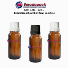 Fırçalı Kapaklı Cam Şişe 10ml Amber Kod 3211