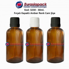 Fırçalı Kapaklı Cam Şişe 30ml Amber Kod 3230