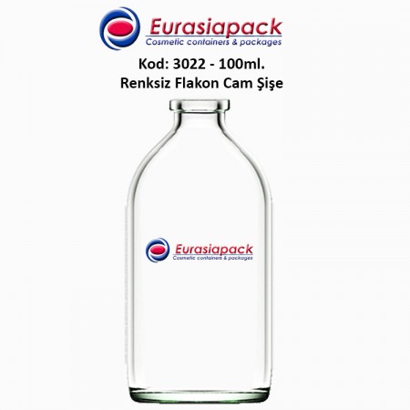 Flakon Cam Şişe Renksiz 100 ml. Kod: 3022