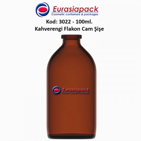 Flakon Cam Şişe Amber Renk 100 ml. Kod: 3022