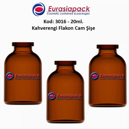 Flakon Cam Şişe Amber Renk 20/25 ml. Kod: 3016