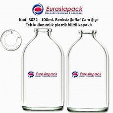 100ml. Kilitli Çakma Kapaklı Flakon Cam Şişe