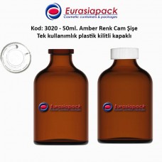 50ml Kilitli Çakma Kapaklı Amber Flakon Şişe