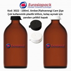 100ml. Kilitsiz Çakma Kapaklı Amber Flakon Şişe