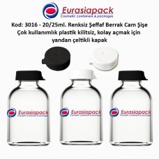 20ml. Kilitsiz Çakma Kapaklı Flakon Cam Şişe