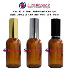 Sprey Valfli İlaç Şişesi 20ml Alüminyum Valfli Amber Şişe 3219