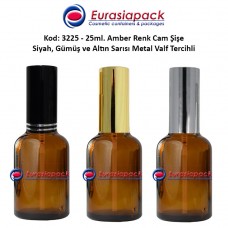 Sprey Valfli İlaç Şişesi 25ml Alüminyum Valfli Amber Şişe 3225