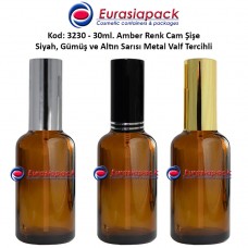 Sprey Valfli İlaç Şişesi 30ml Alüminyum Valfli Amber Şişe 3230