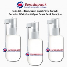 Ağız Spreyli Opak Beyaz Cam Şişe 30ml Kod: 401