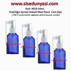 Ağız Spreyli Kobalt Mavi Cam Şişe 10ml Kod: 4010