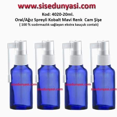 Ağız Spreyli Kobalt Mavi Cam Şişe 20ml Kod: 4020