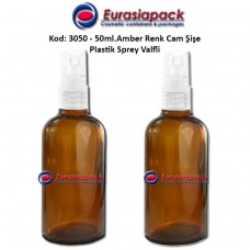 Sprey Valfli İlaç Şişesi 50ml. Amber Renk Kod 3050