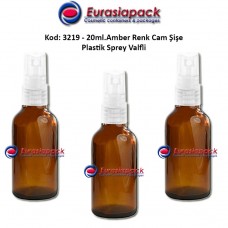 Sprey Valfli İlaç Şişesi 20ml. Amber Renk Kod 3219