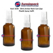 Sprey Valfli İlaç Şişesi 30ml. Amber Renk Kod 3230