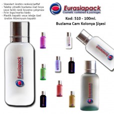 Cam Kolonya Şişesi 100ml Buzlu Cam Silindir Model Tabanı Kubbe Dizaynında