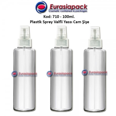 Spyrey valfli cam parfüm ve kolonya şişesi 100ml 24mm ağız spreyli