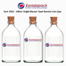 Mantar Tıpalı Cam Şişe 100ml. Kod 3022