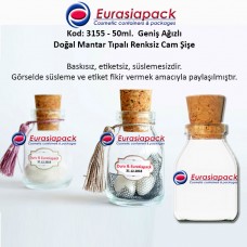 Mantar Tıpalı Cam Şişe 50ml. Kod 3155