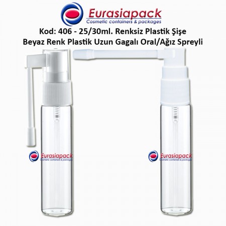 Ağız Spreyli Plastik Şişe Kod: 406 25/30ml.