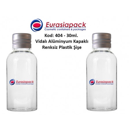 Alüminyum Kapaklı Plastik Şişe 25/30ml Kod 404