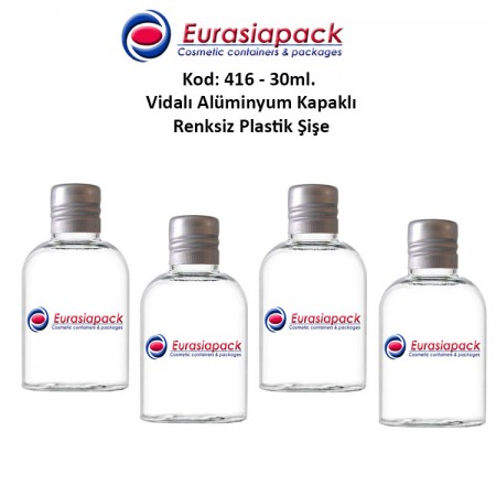 Alüminyum Kapaklı Plastik Şişe 25/30ml Kod 416