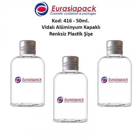 Alüminyum Kapaklı Plastik Şişe 50ml Kod 416