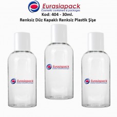 Düz Kapaklı + Tıpalı Plastik Şişe 25/30ml Kod 404