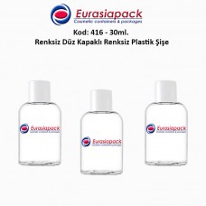 Düz Kapaklı + Tıpalı Plastik Şişe 25/30ml Kod 416